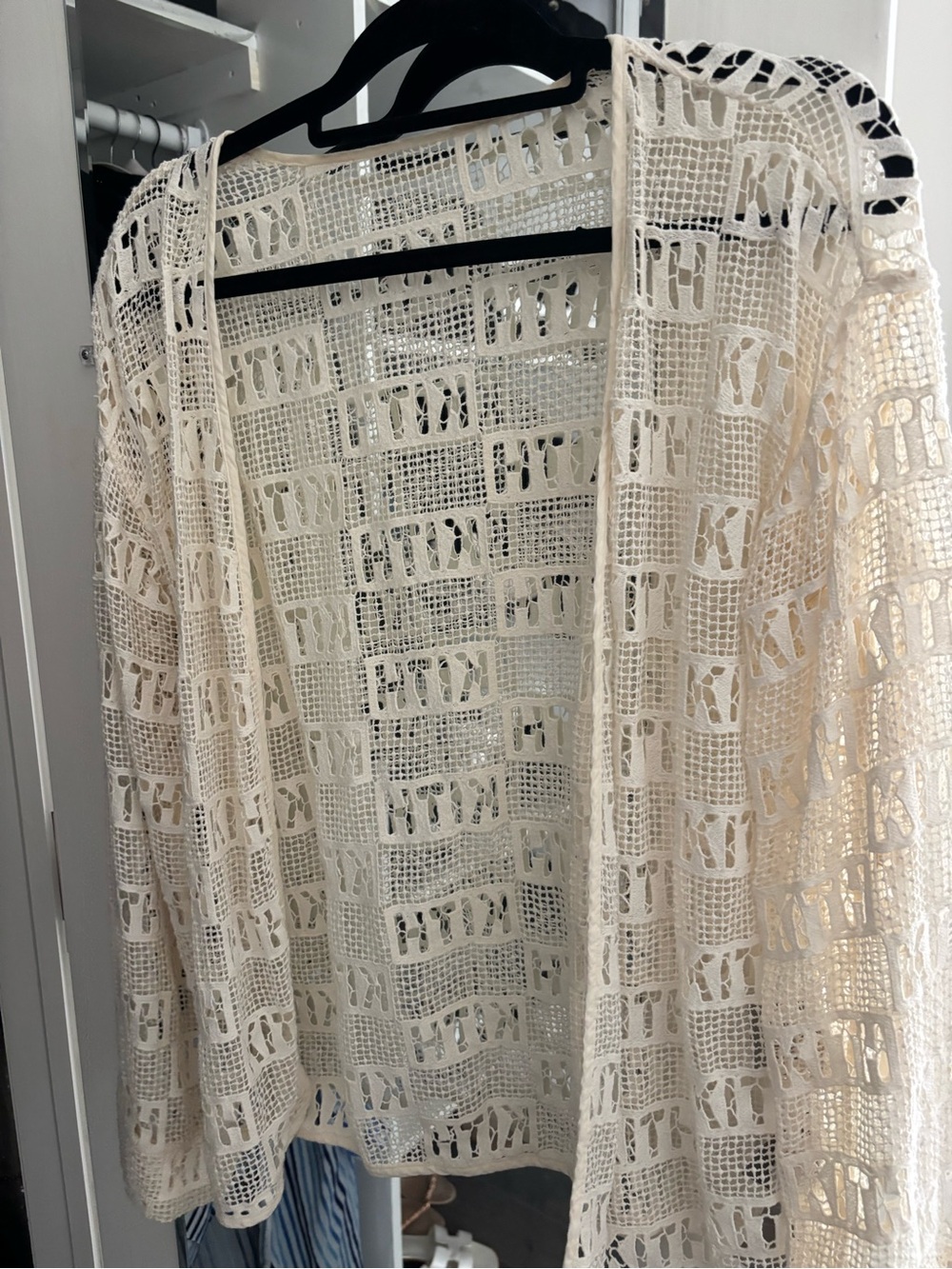 Kith Cream Crochet Open-Front Button Down Shirt